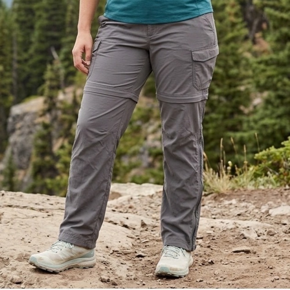 REI Co-op Convertible‎ Cargo Hiking Pants Gray Womens 16 Petite Relaxed